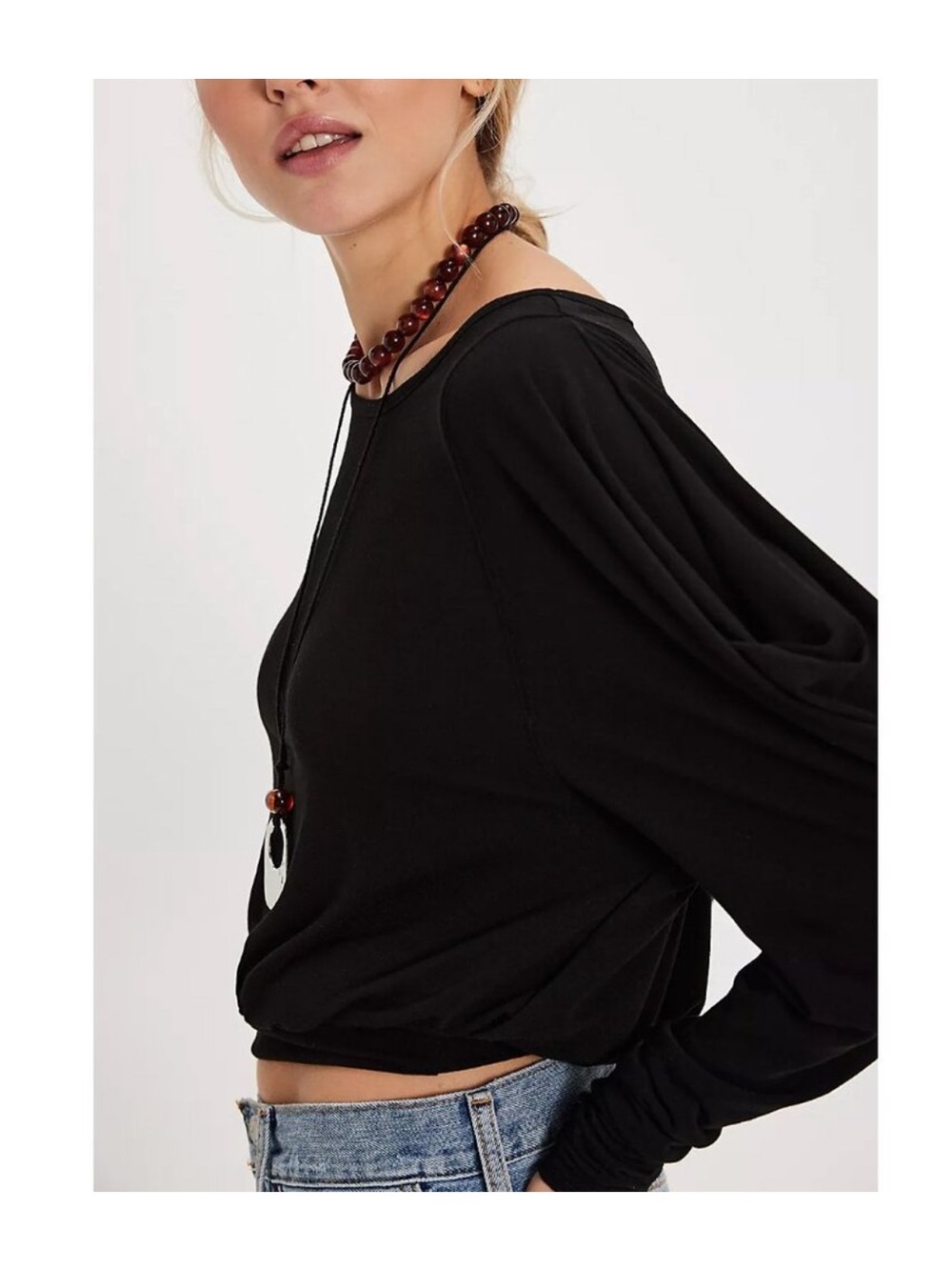 FREE PEOPLE Moxie Long Sleeve / Black XL - Picture 5 of 10